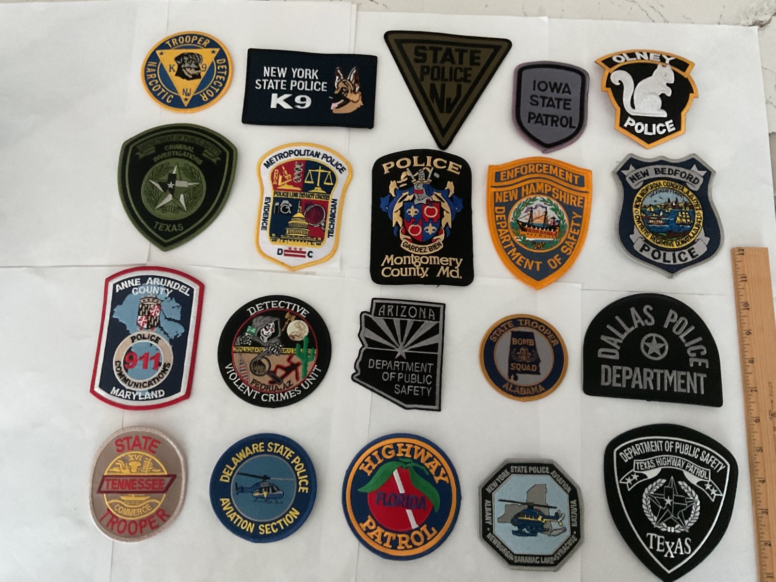 Police collectors Wholesale  patch set 20 pieces all different patches. All New