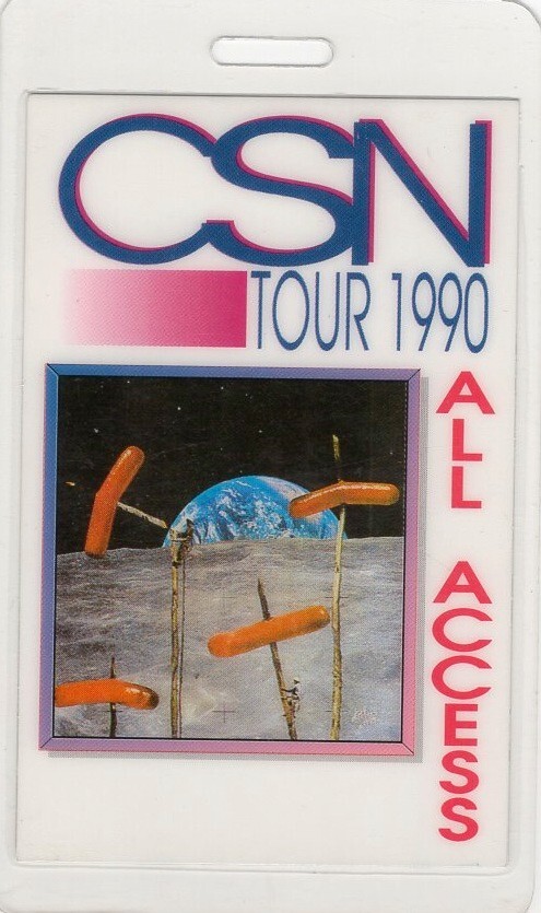 CROSBY / STILLS & NASH 1990 TOUR ALL ACCESS LAMINATED BACKSTAGE PASS / NM 2 MINT