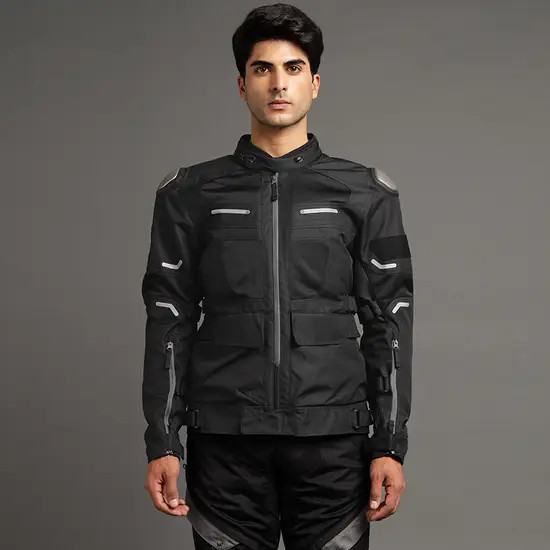 ROYAL ENFIELD "CROSSROADER RIDING LIGHT GREY & BLACK JACKET"