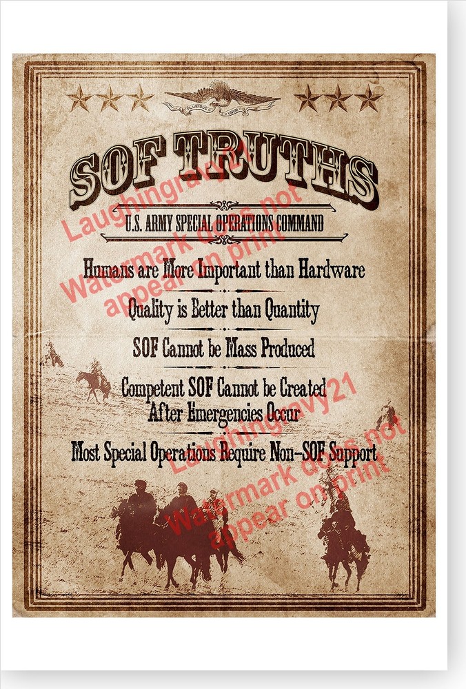 Army Special Forces Operations SOF Truths Unconventional Warfare Poster Ver. 2