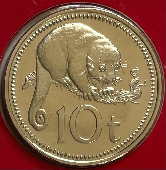 Papua New Guinea 10 Toea 1977 - Common Spotted Cuscus - Proof