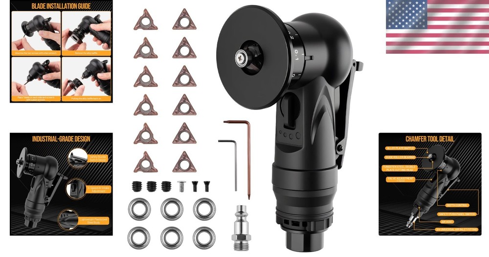 Professional Pneumatic Chamfering Tool with 12 Blades for Precise Edge Finishing