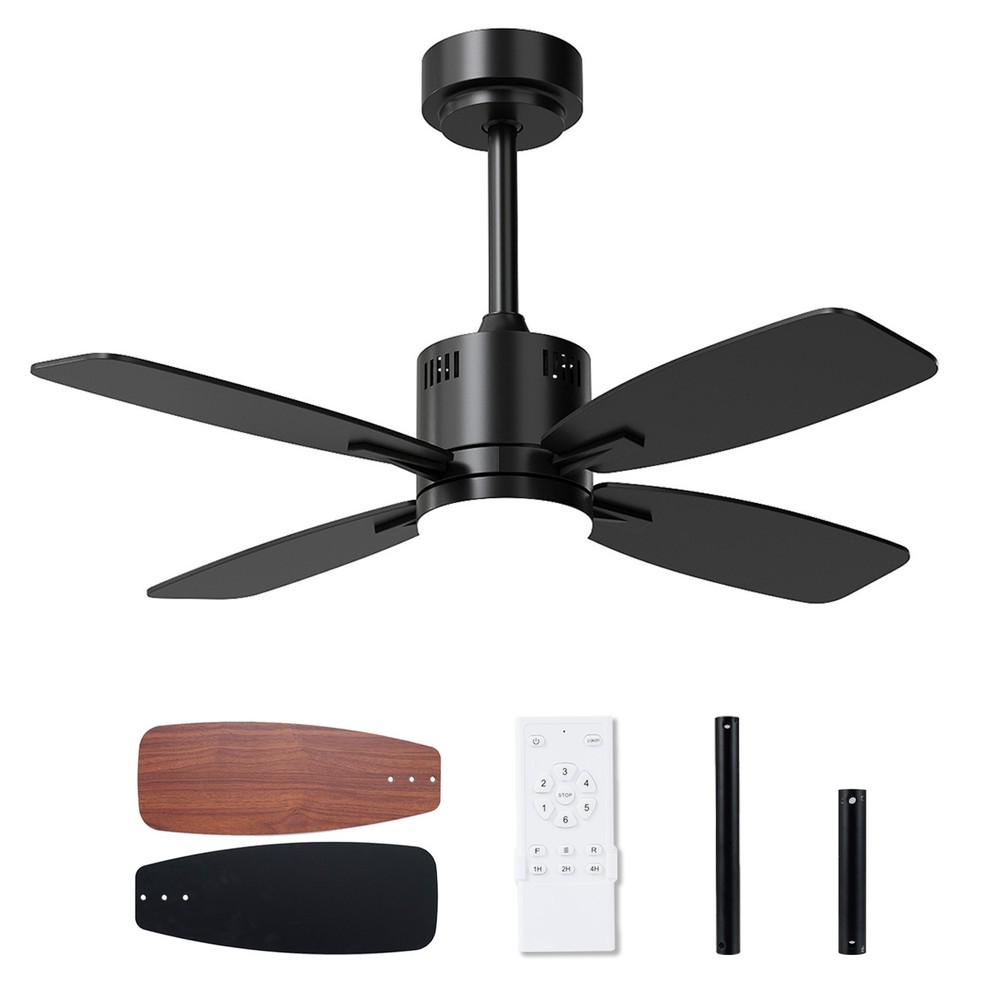 42" Ceiling Fan w/ Light & Remote 3CCT LED w/ Memory & 4H Timer Black
