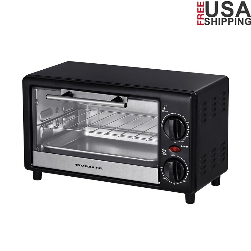 Compact Toaster Oven 750W Adjustable Thermostat Timer Easy Clean Cooking Modes