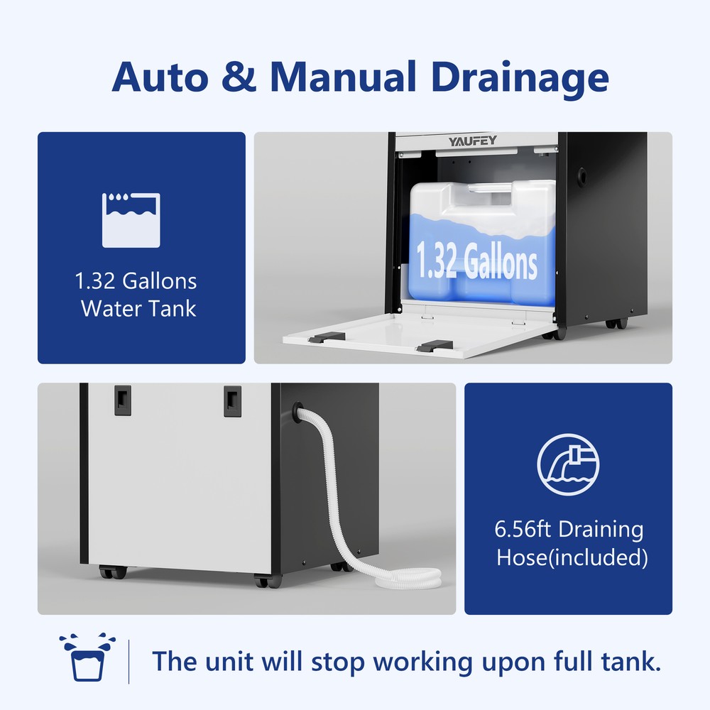 155 Pints Commercial Dehumidifier for Large Basement & Warehouse
