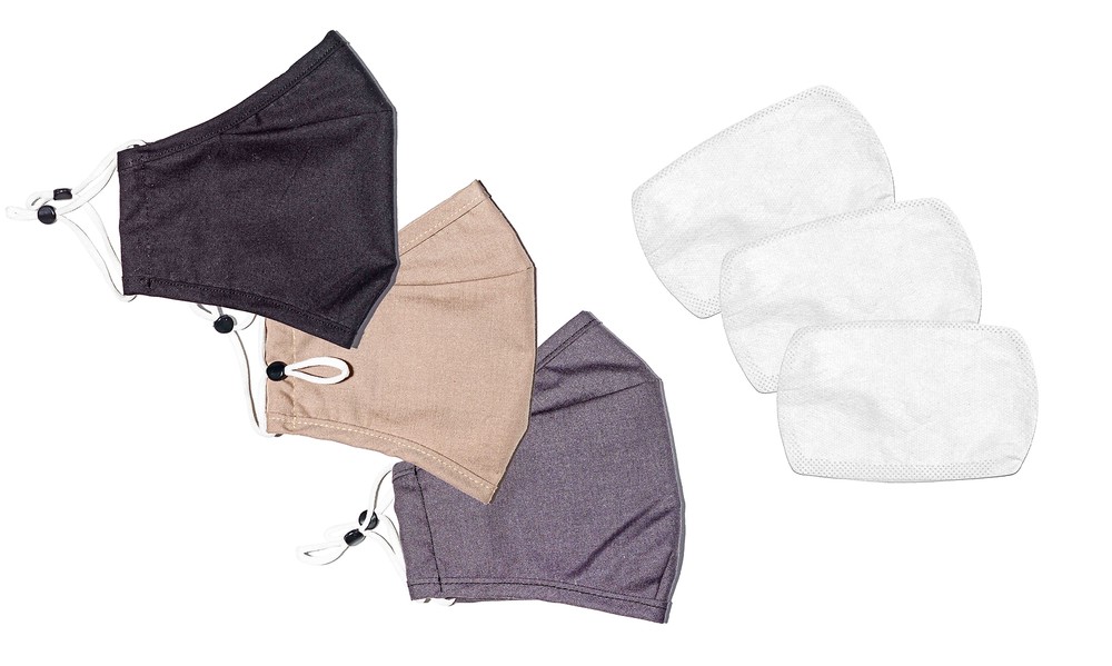 Lexi Home Cloth Mask wFilter Black Gray Tan 9 pcs 3 PACK