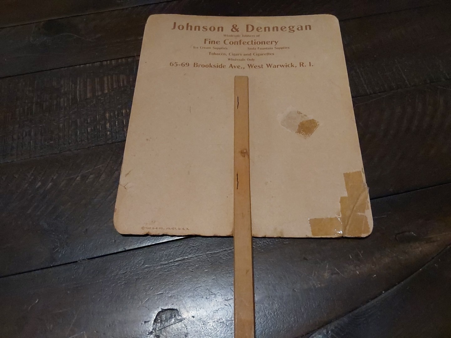 1900s Warwick RI Hand Fan Johnson & Dennegan Confectionery Lincoln at Gettysburg