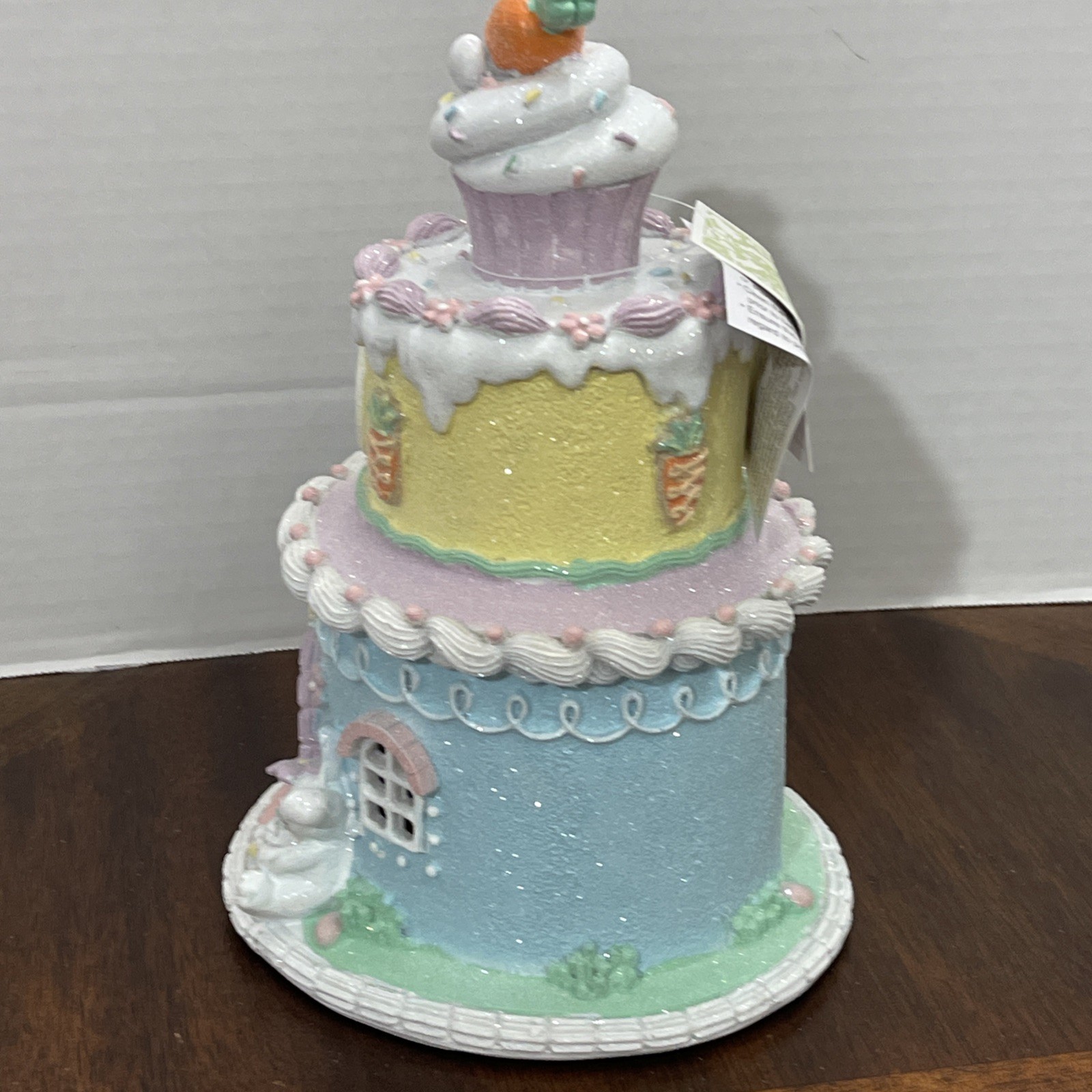 Easter Cake Cupcake Gingerbread House Bunny Carrot LIGHT UP Tabletop Decor 10.5"