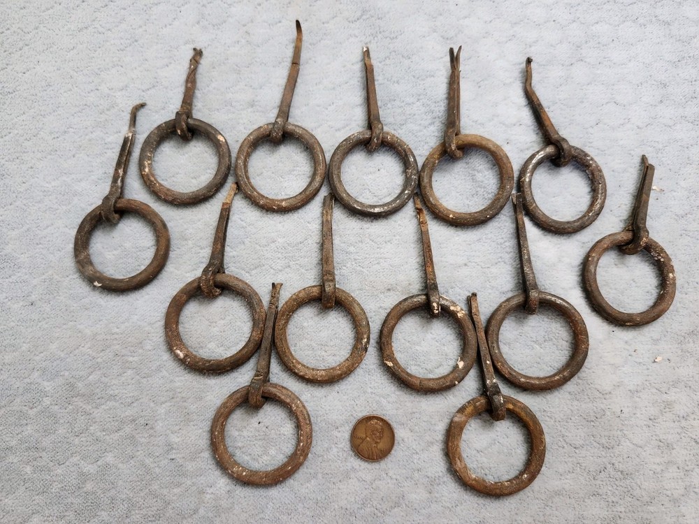 13 Hand Wrought Exterior Shutter Ring Pulls Early
