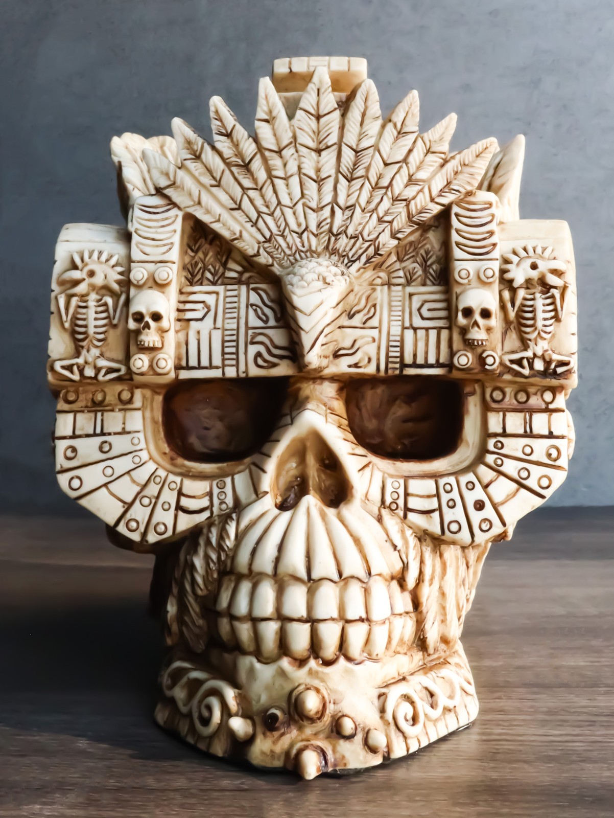 Ebros Aztec Empire Emperor Montezuma Skull Statue Tenochtitlan King Moctezuma