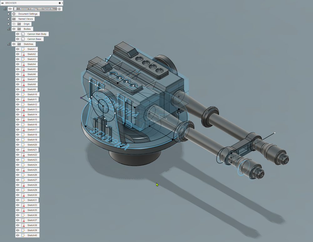 Star Wars Vintage Y Wing Cannon with Base Replacement Part Reproduction