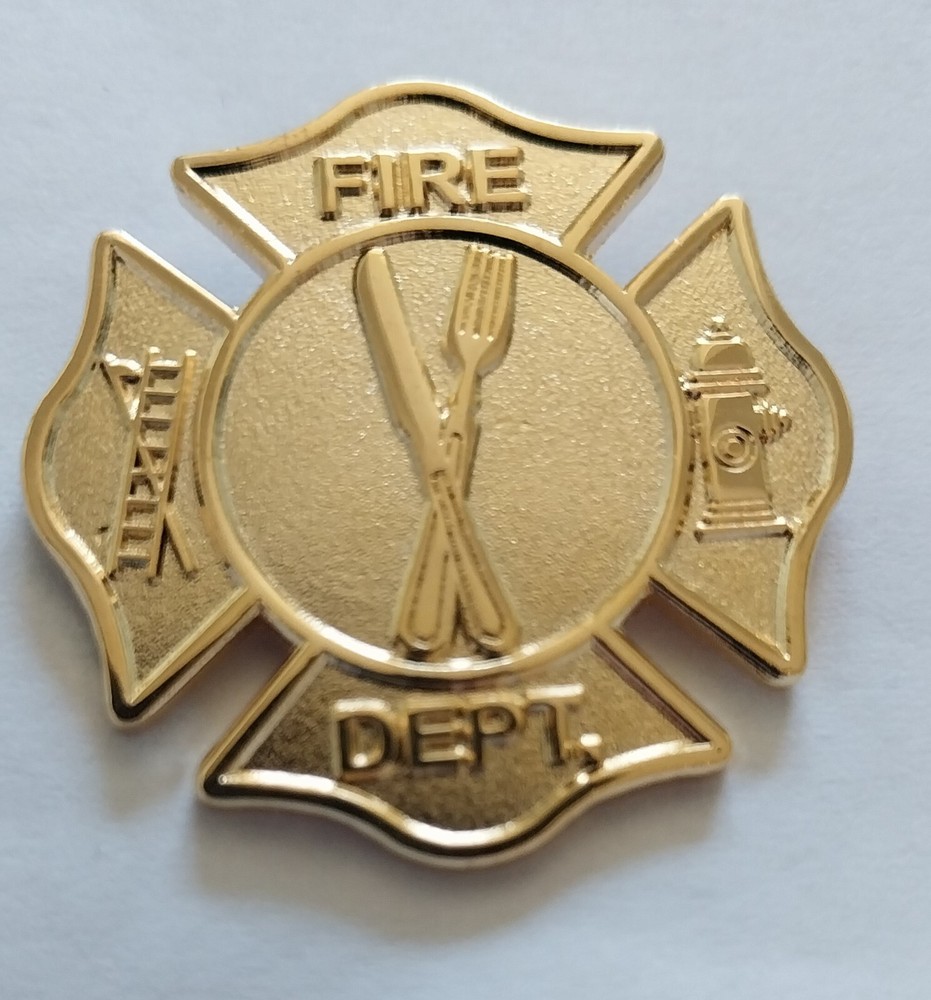 FD FIRE DEPARTMENT CHEF KNIFE AND FORK PIN