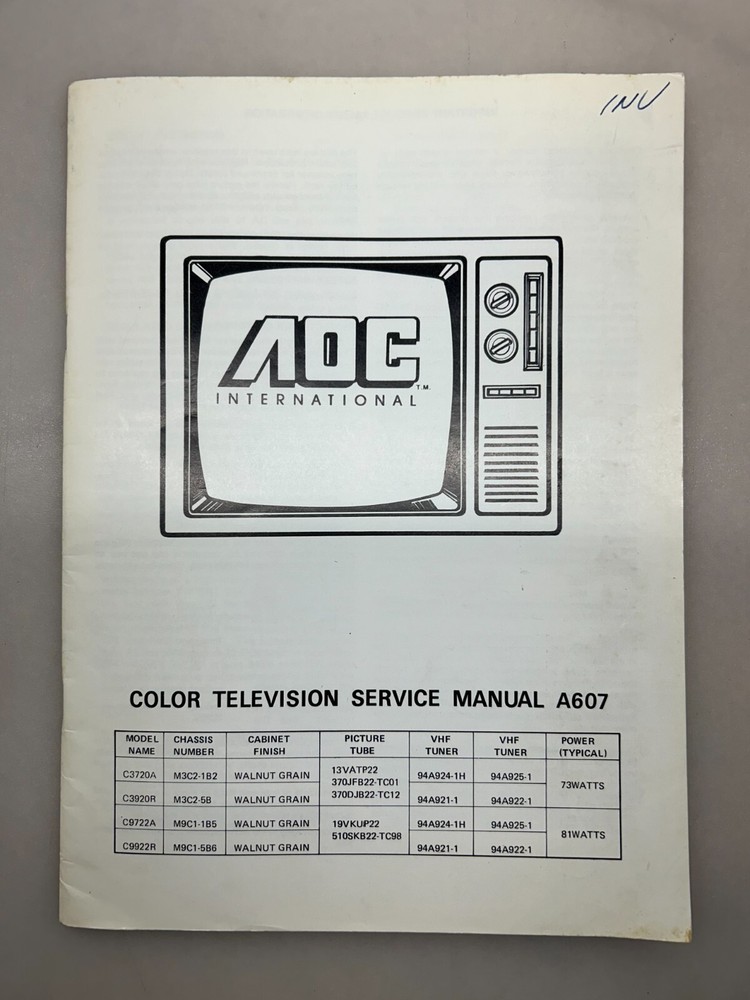 AOC A607 Original Service Manual Free Shipping