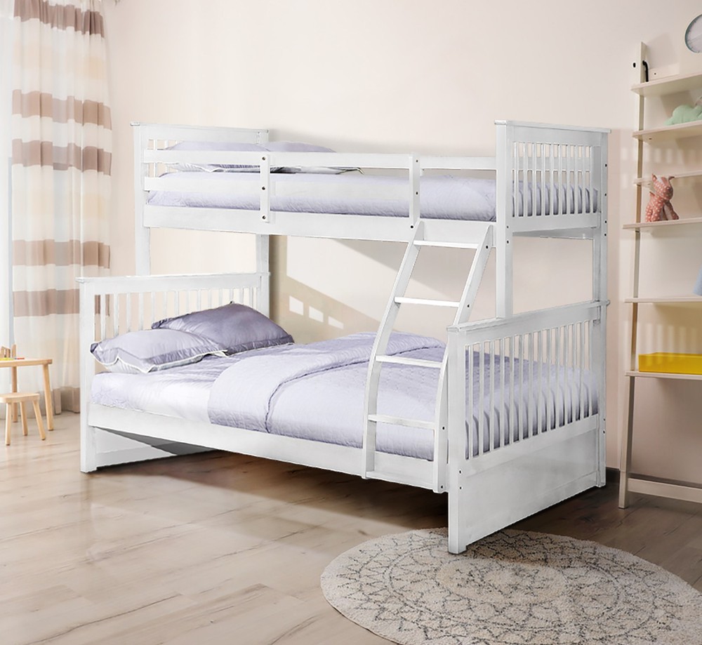 Solid Wood Bunk Bed Twin Over Twin w/ 26 Slats – Sturdy Frame, Space Saving