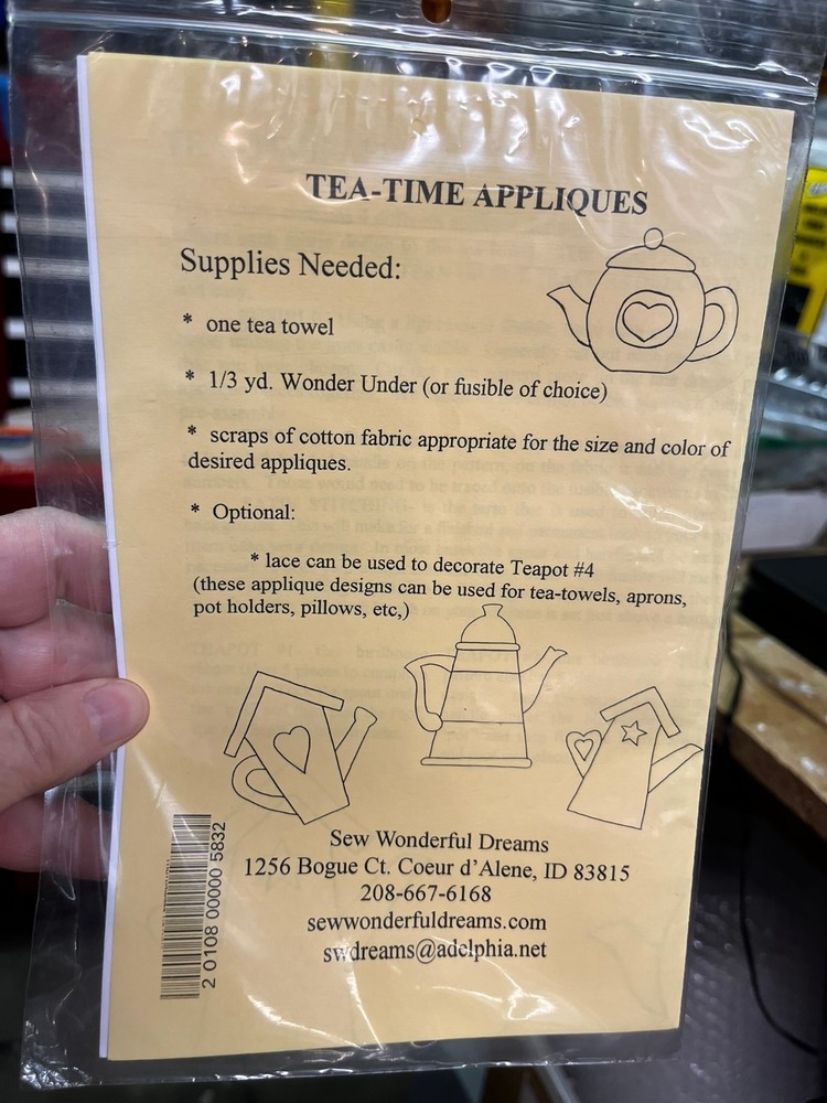 Tea-Time Appliques Sewing Pattern