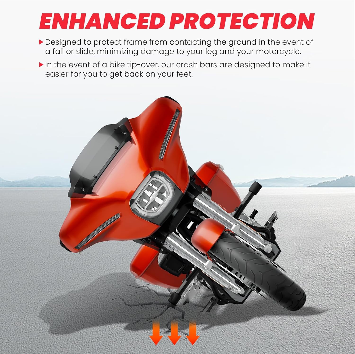 Front Rear Crash Bar Flat-Out Bar For Harley Road Glide Street Glide 2014-2025