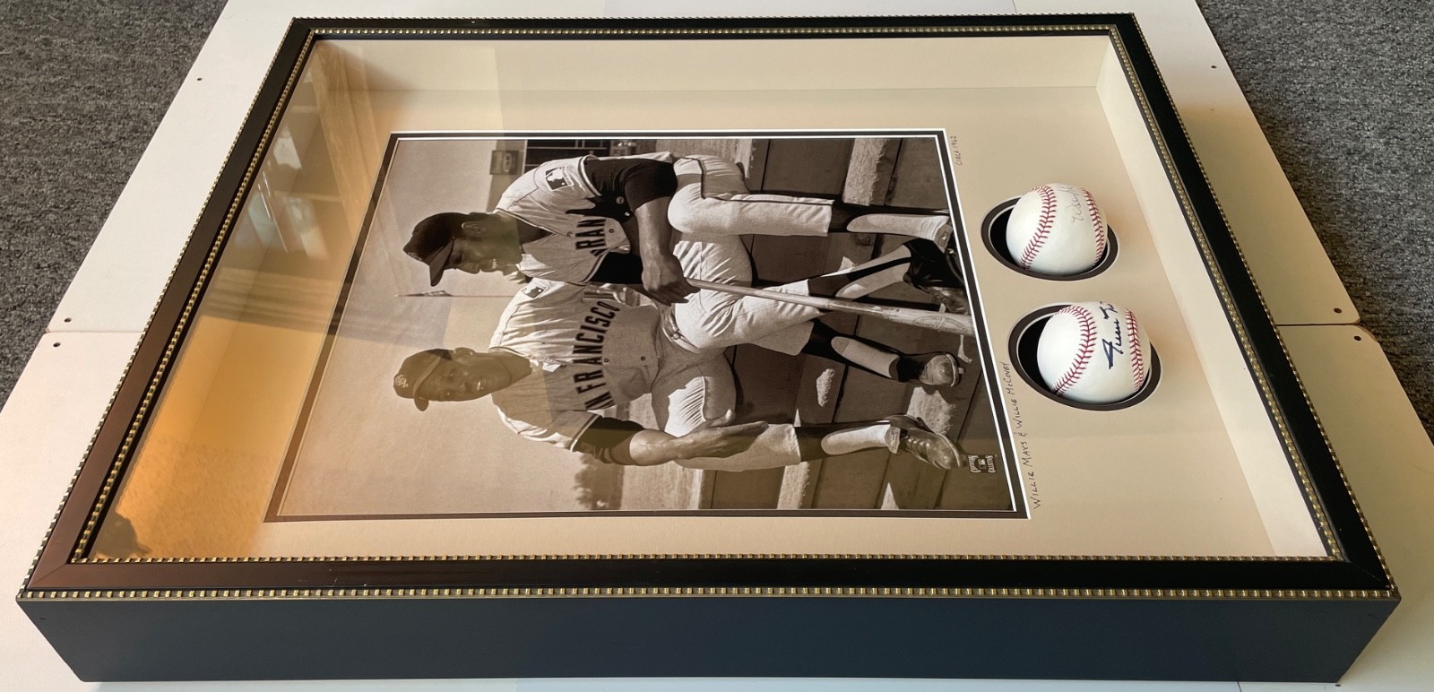 SF Giants Willie Mays & Willie McCovey Signed Baseballs framed w/photo. FREE S/H
