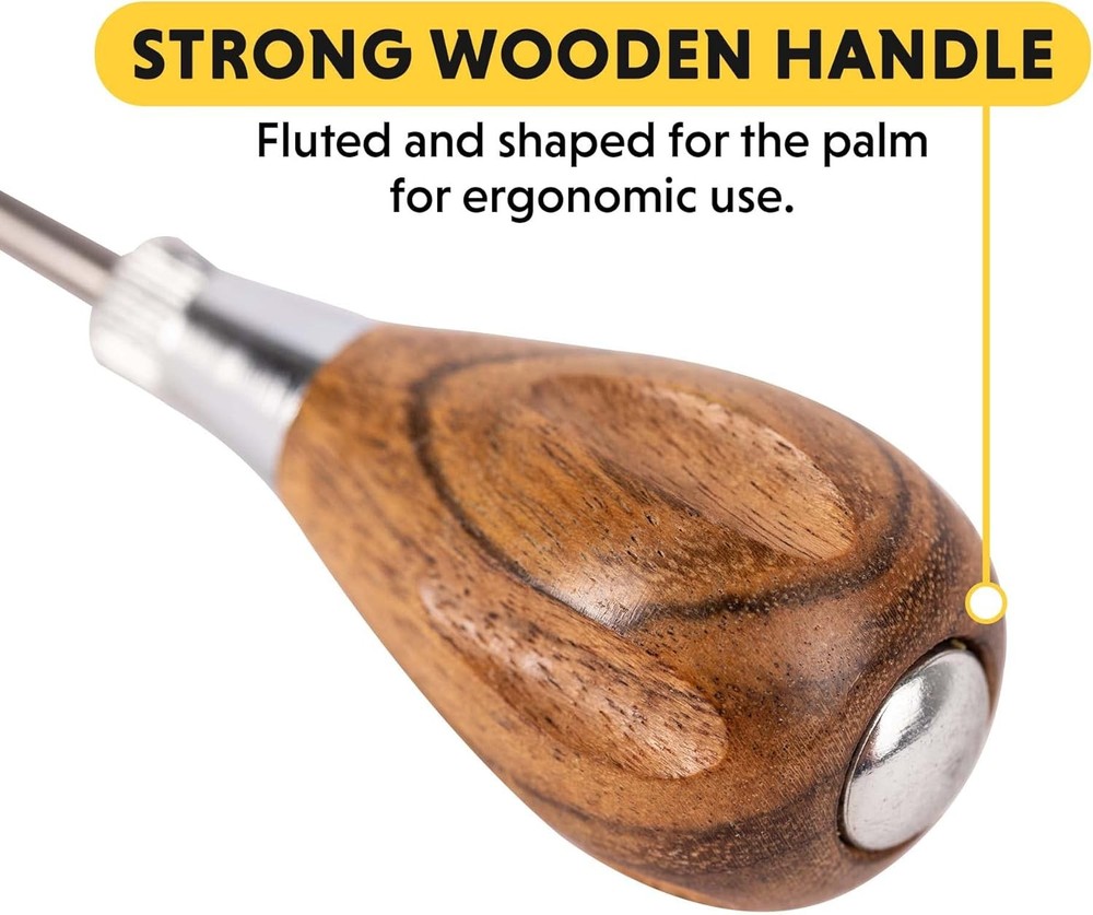 General Tools Scratch Awl Tool with Hardwood Handle - Scribe, Layout Steel