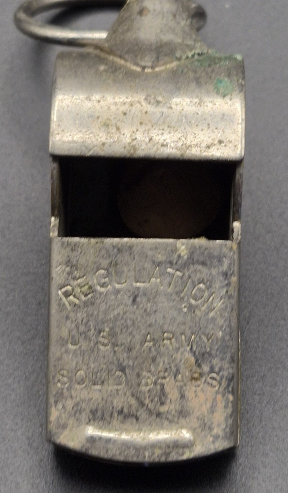 Vintage Original WWII Solid Brass US -ARMY Whistle w /o Chain