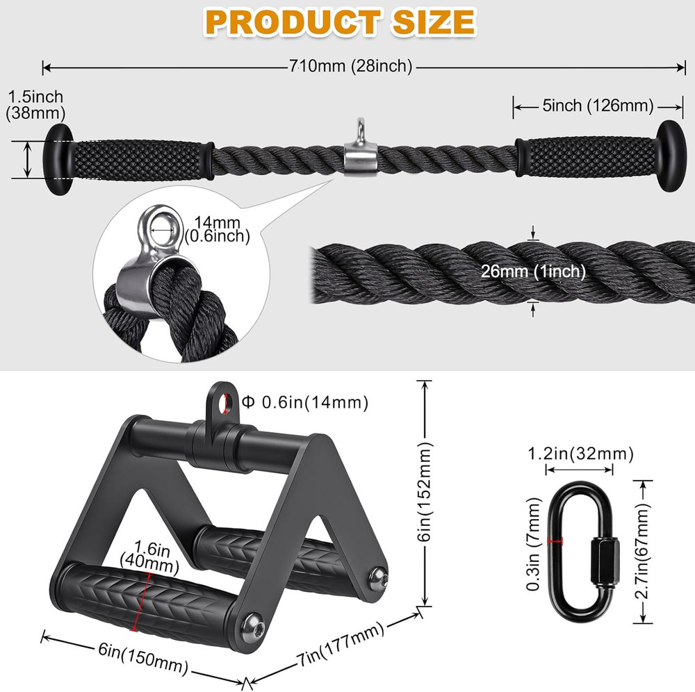 Tricep Pull down Attachment, Cable Machine Accessories for Home Gym, Cable Machi
