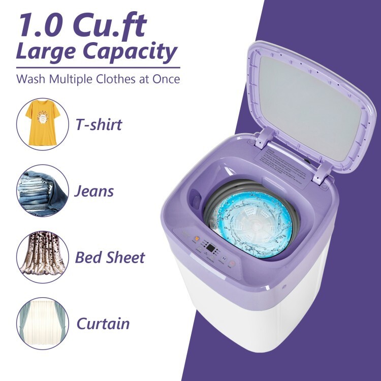 8lbs Washing Machine Fully-Automatic Portable Compact Laundry With Drain Pump