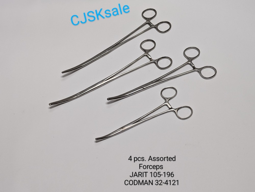 4 pcs. Assorted Forceps JARIT 105-196 CODMAN 32-4121 (USED).