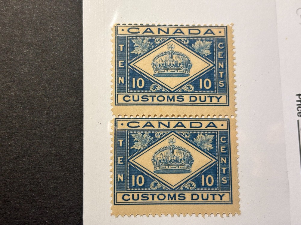 FCD4 Mint NH Vertical Pair - Customs Duty Revenue - CV $60.00 (CA0094)