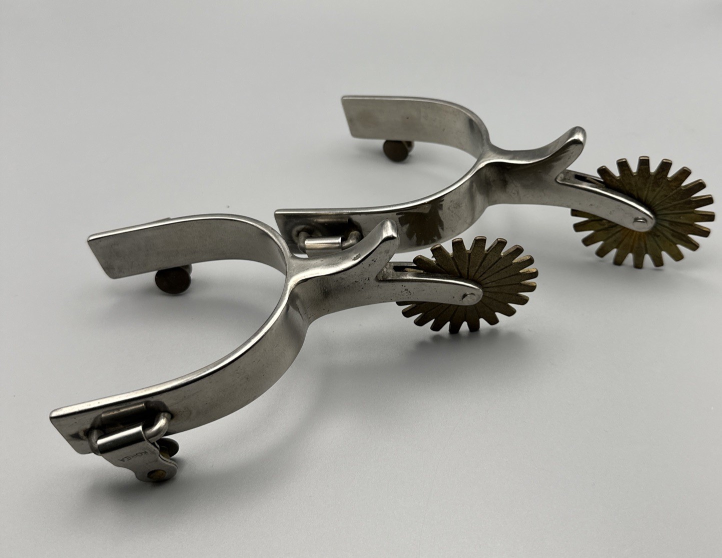 VTG Pair Of Western Spurs Brass Sunburst 20pt Rowels Korea