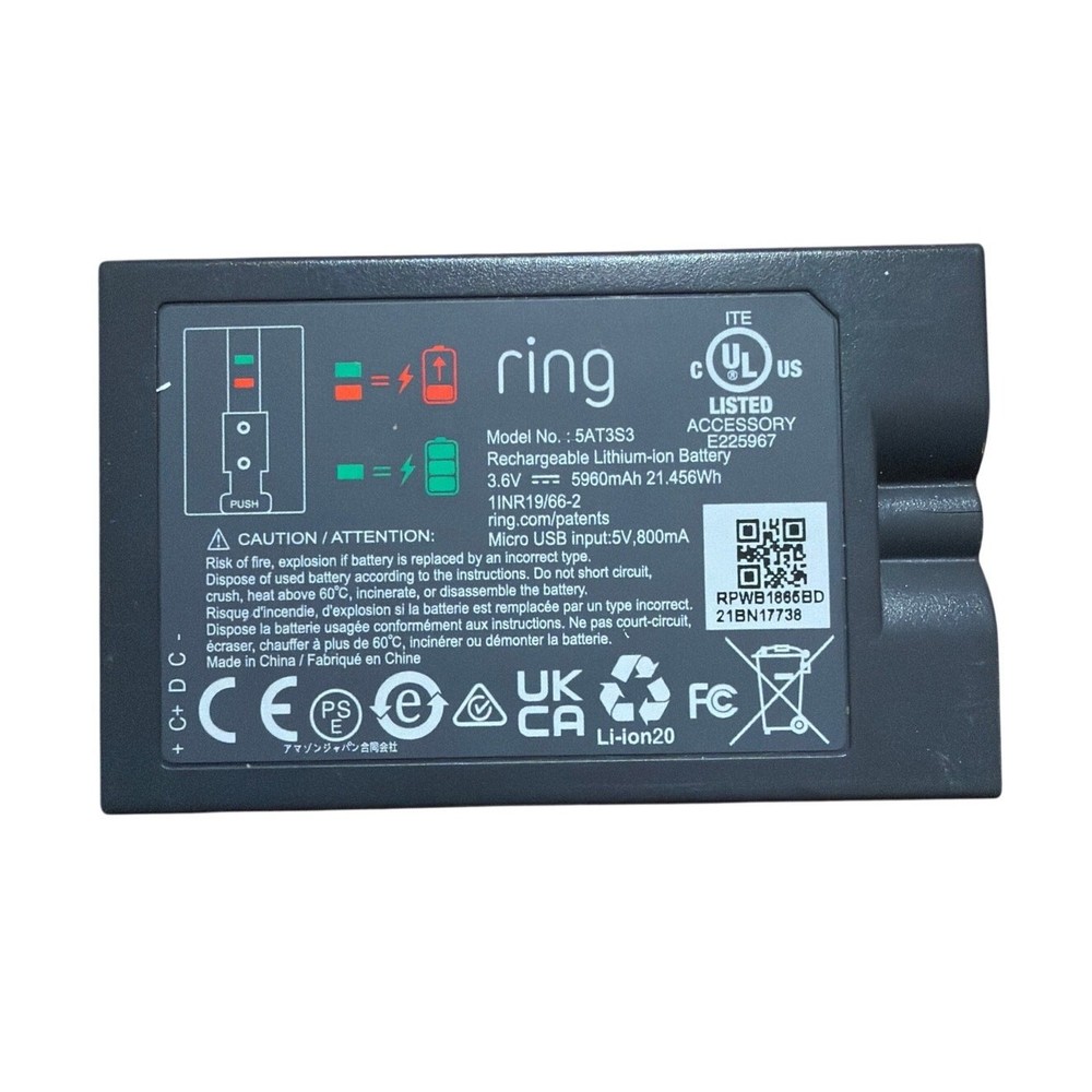Ring Rechargeable Quick Release Doorbell Battery Pack - Tested & Working