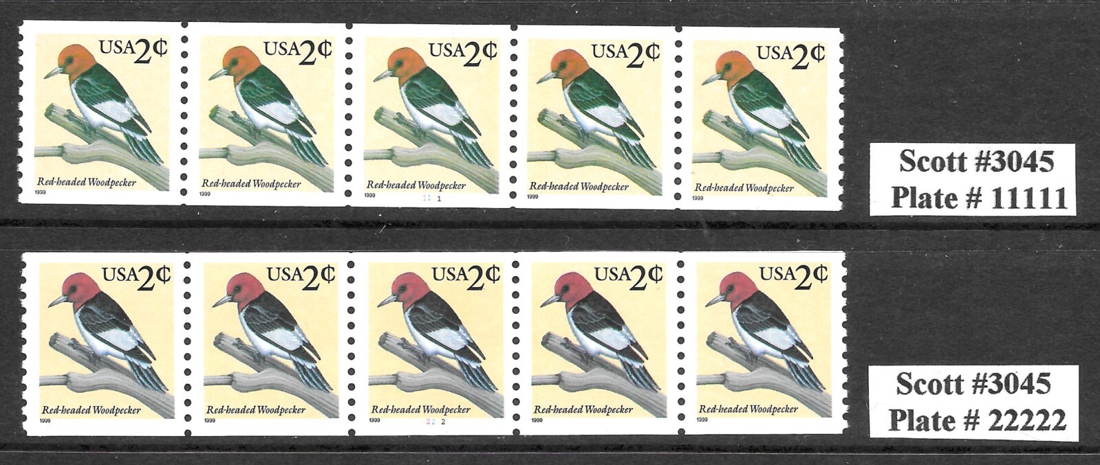 Scott #3045 2c Woodpeckers PNCs Complete SET of 2, QUALITY! Cat- $1.95