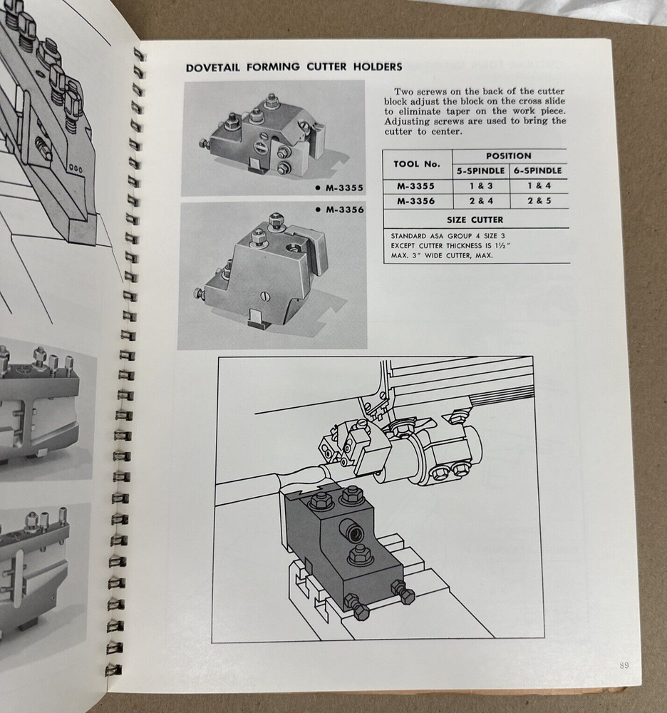 Warner Swasey Multiple Spindle Automatics Operating Instructions Manual