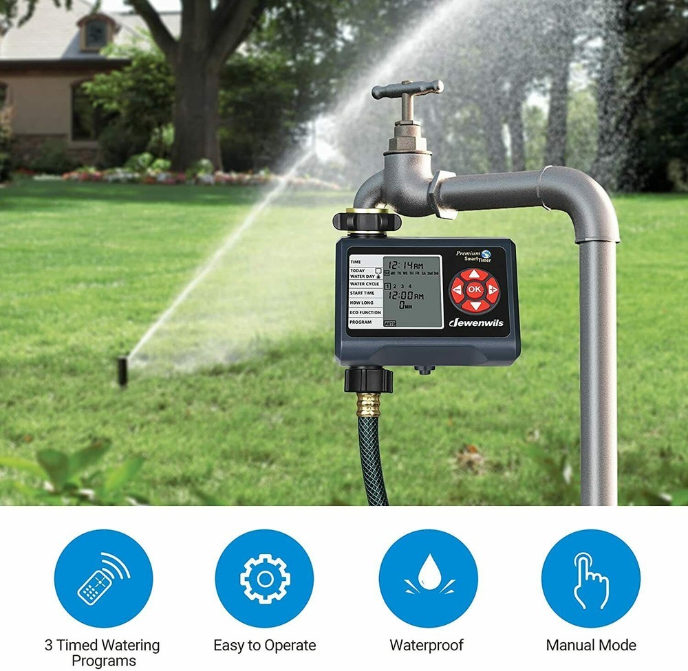 DEWENWILS Sprinkler Timer Water Hose Garden Irrigation Timer with 4 Programmable