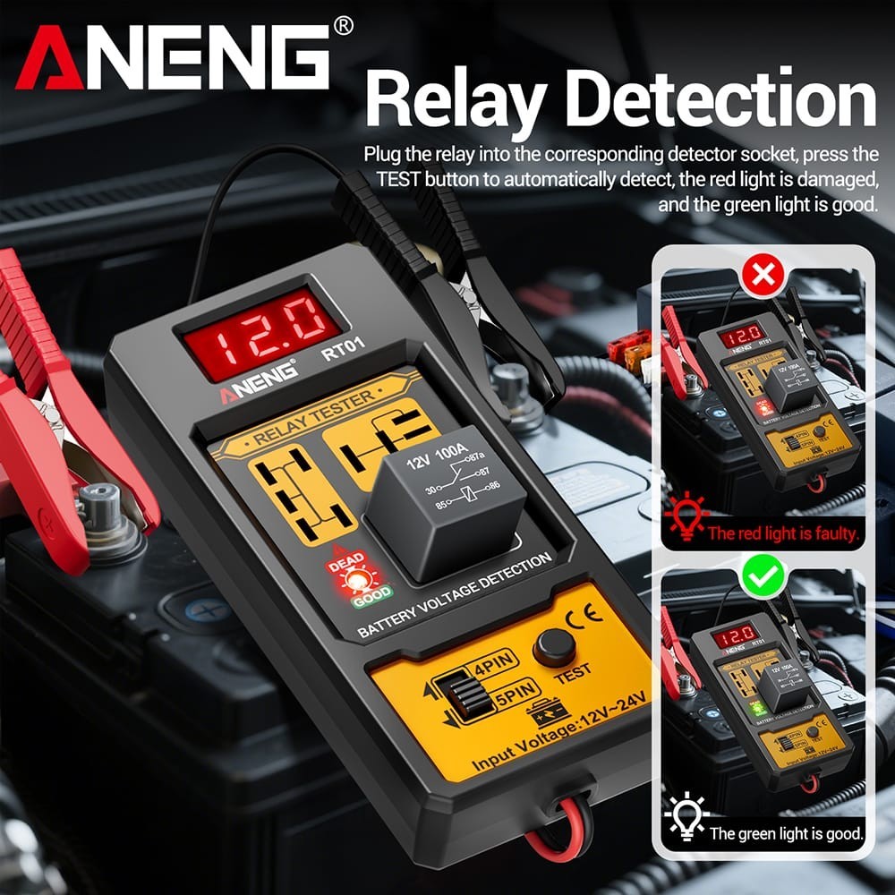 ANENG RT01 Universal Car Relay Tester 11-25V 4/5 Pin Voltage Tool