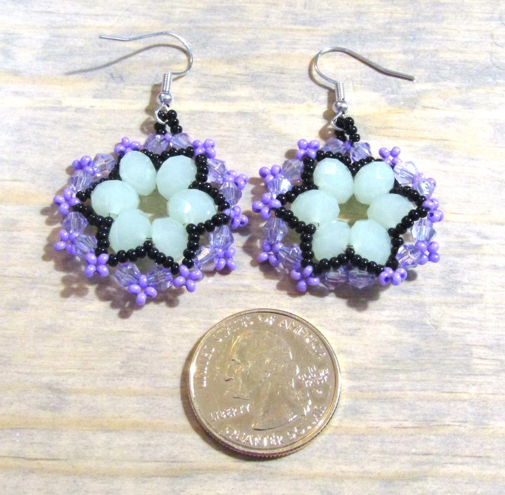 BEADED EARRINGS, Handcrafted, Seed Beaded Earrings, item #10