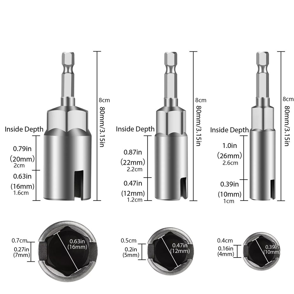 1Set Power Wing Nut Driver Hook Drill Bits Socket Wrench Tool 1/4 Inch Hex Shank