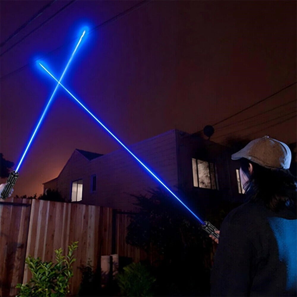 5W Adjustable High Power Blue Llight Laser Pointer Visible Dot Torch Light New