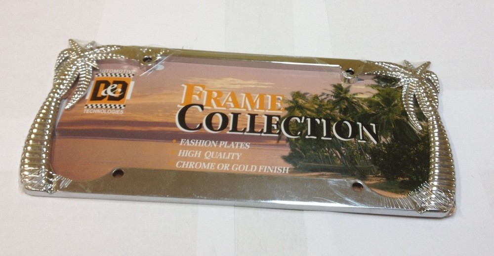 PALM TREE CHROME METAL LICENSE PLATE FRAME LPF-389C