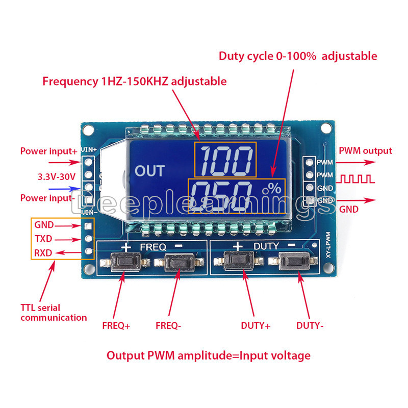 Adjustable PWM Pulse Frequency Duty Cycle Square Wave Signal Generator Module