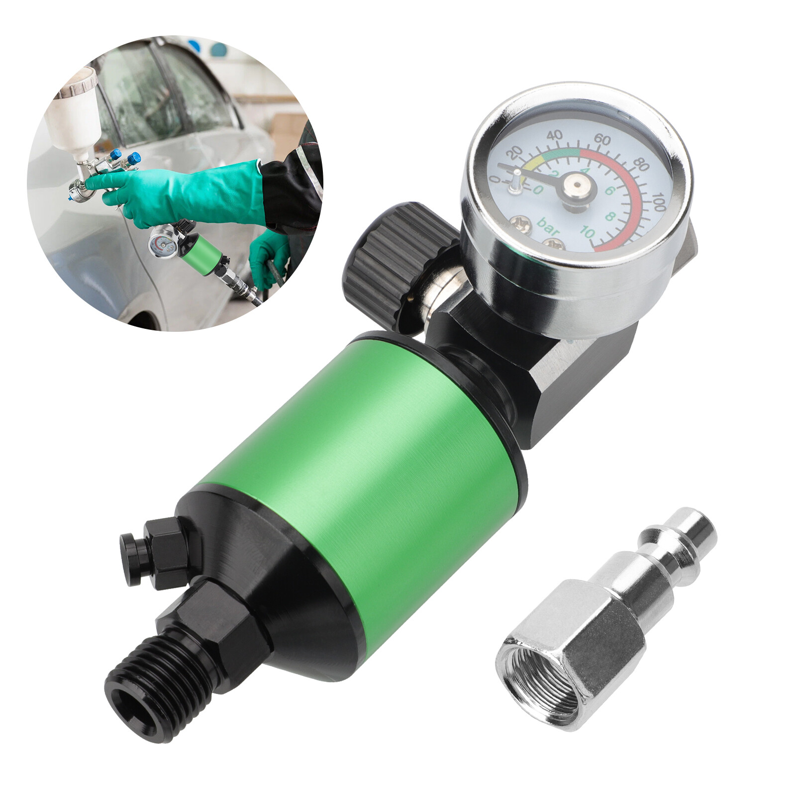 150PSI Pressure Gauge Oil-Water Separator 1/4" NPT Air Filter Regulator