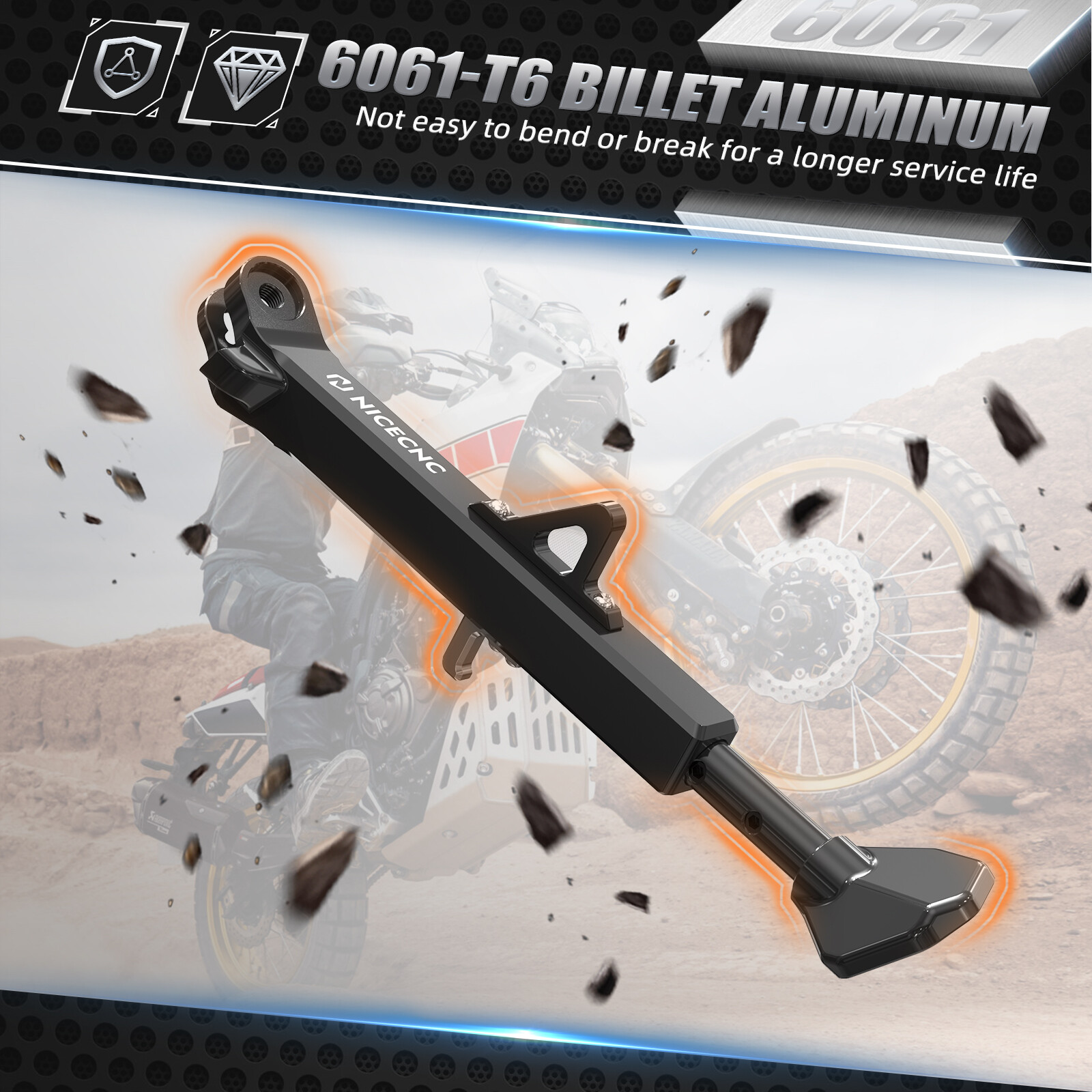 NICECNC Shorter Adjustable Kickstand For Yamaha Tenere 700 XTZ700 2019-2023 2024