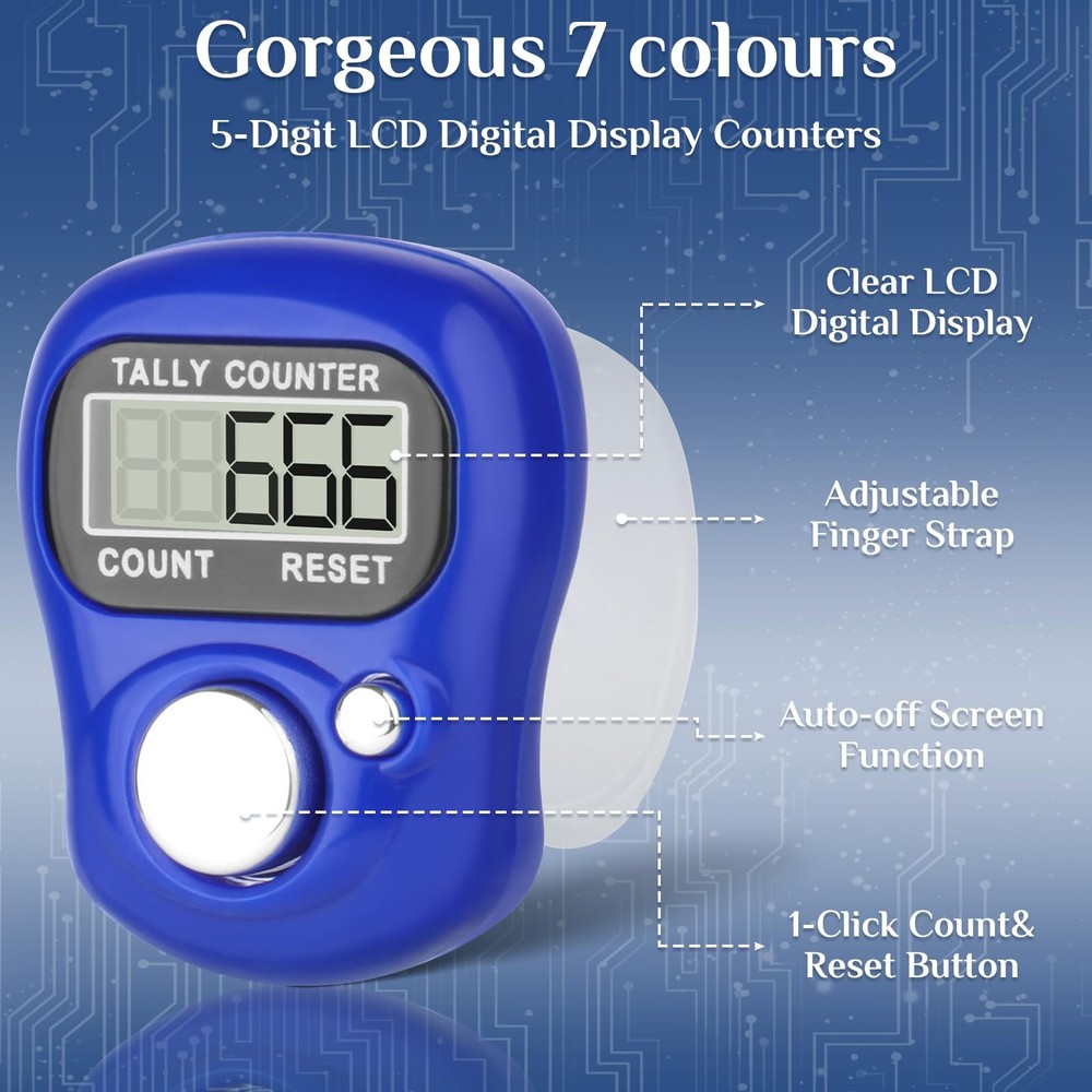 7 Pack Electronic Finger Tally Counter,5 Digit LCD Electronic Digital Display...