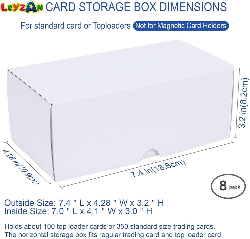 Stackable and Dustproof 8-Pack Cardboard Top Loaders for Trading Card Organizing