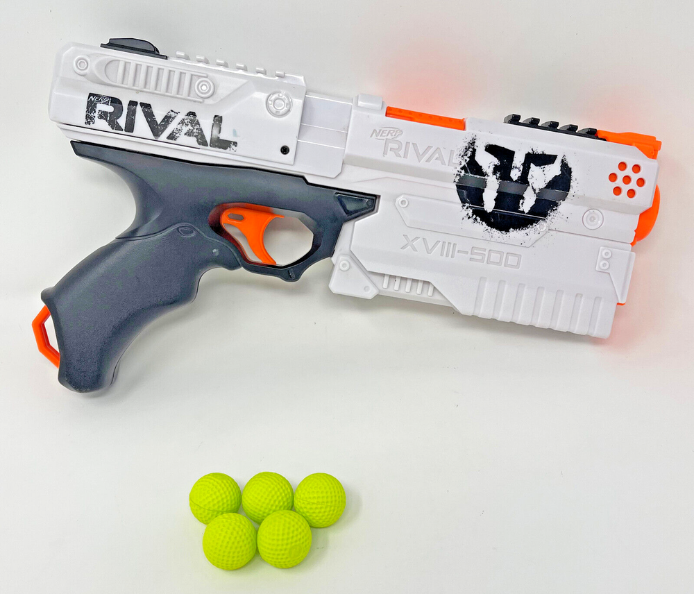 NERF Rival Kronos Phantom Corps XVIII-500 Blaster with 5 Rival Edge Balls Used