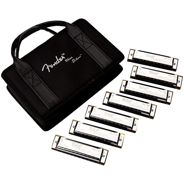 Fender Blues Deluxe Harmonica Pack - 7 Key Set w/ Case - C, G, A, D, F, E, Bb