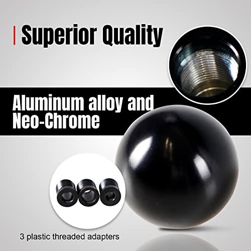 Universal Round Ball Gear Shift Knob,Chrome Finish Aluminum Shifter Knobs Black