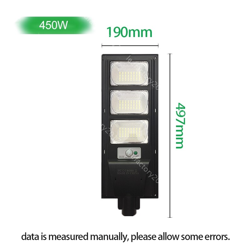 DIM Solar LED Street Light Sensor Dusk Timer Remote Control Cool White Yard 450W
