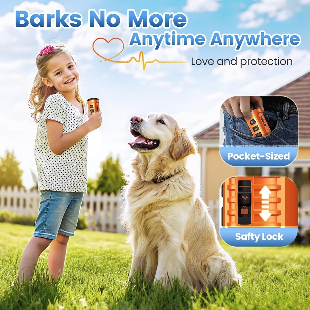 Humane 5-Mode Dog Bark Control Device - 50FT Range with Flashlight Included