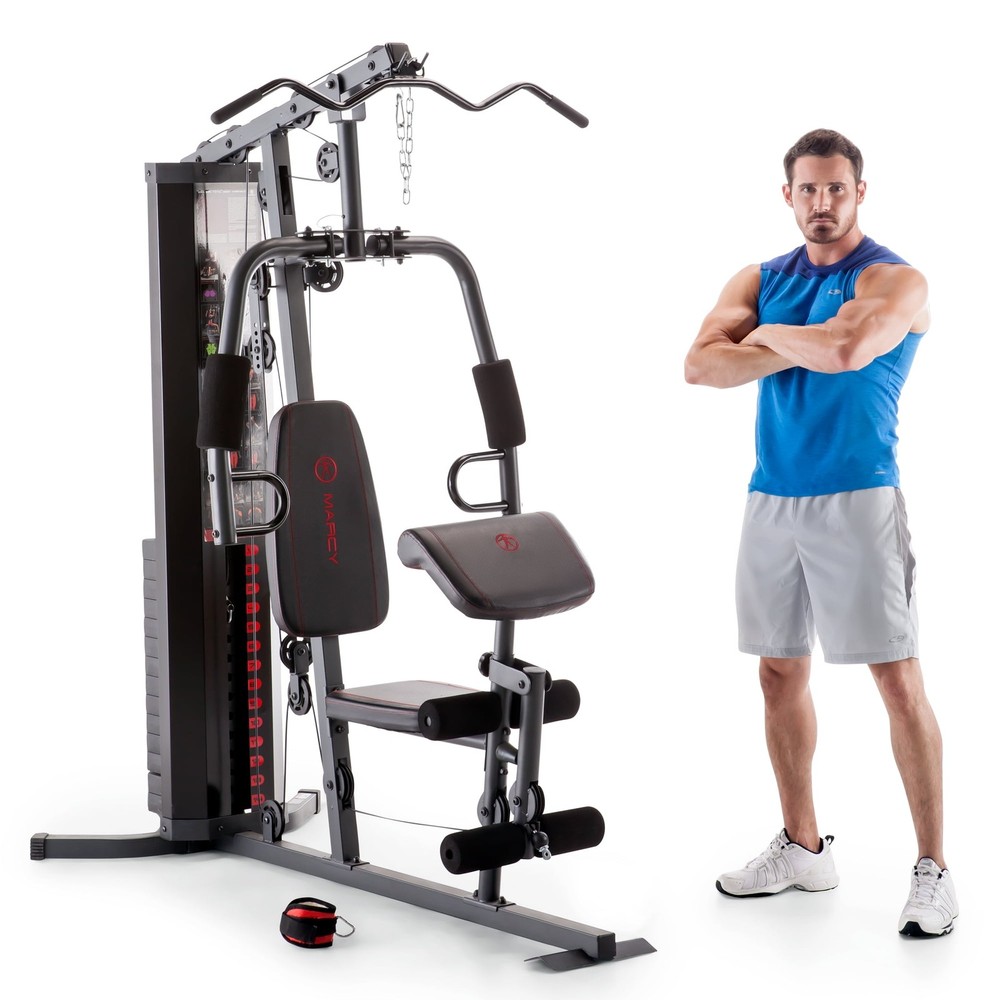 Marcy Full Body 150lb Weight Stack Home Gym Dual-Functioning Workout Machine