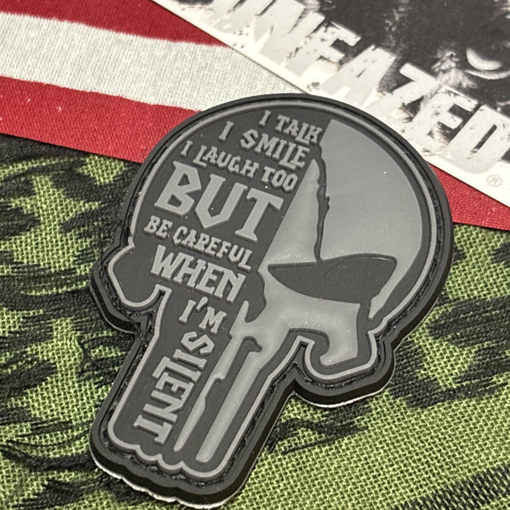 PvC 3D Punisher: Be Careful… Grey Morale Tactical Hook & Loop Patch High Quality