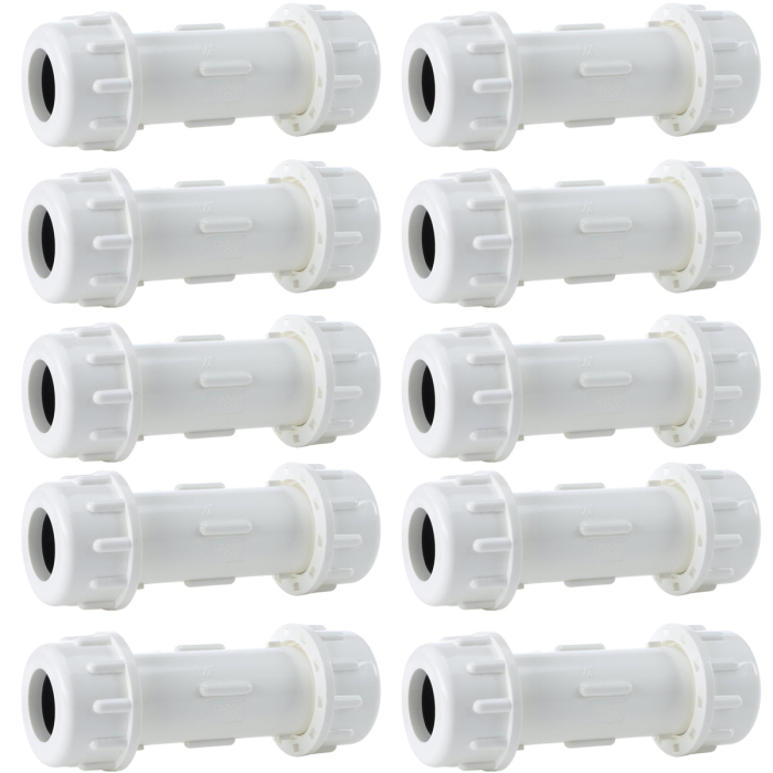 10-Pack 3/4" SCH40/SCH80 PVC Compression Couplings/Couplers Fittings